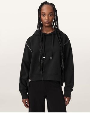 AllSaints Ciara Oversized Zip Detail Hoodie - Black