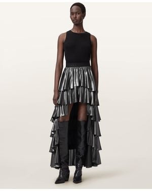 AllSaints Polyester Cavarly Metallic Maxi Skirt, /Us 2 - Black
