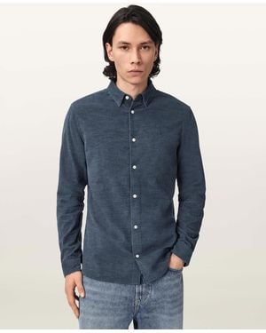 AllSaints Lorella Textured Ramskull Shirt,, Nite - Grey