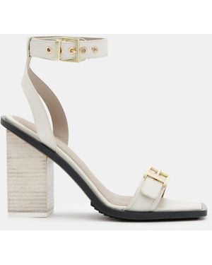 AllSaints Pamela Leather Heel Sandals - White