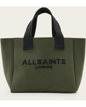AllSaints Izzy Logo Print Knitted Mini Tote Bag - Green