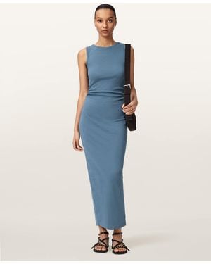 AllSaints Cotton Katarina Boat Neck Slim Fit Maxi Dress, /Us 0 - Blue