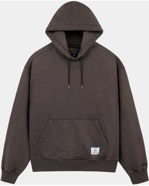 Alpha Industries Essential Hoodie Battlewash Sweatshirt - Brown