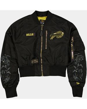 KTZ Buffalo Bills X Alpha X L-2b Cropped Bomber Jacket Womens - Black