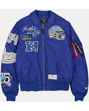 Alpha Industries Detroit Lions X Alpha X New Era Ma-1 Collared Bomber Jacket - Blue