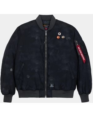 Alpha Industries Ma-1 Oxford Vintage Print Bomber Jacket - Blue