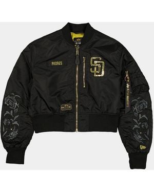 Alpha Industries San Diego Padres X Alpha X New Era L-2b Cropped Bomber Jacket Womens - Black