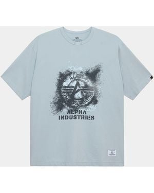 Alpha Industries Relaxed Faded Print Tee - Blue