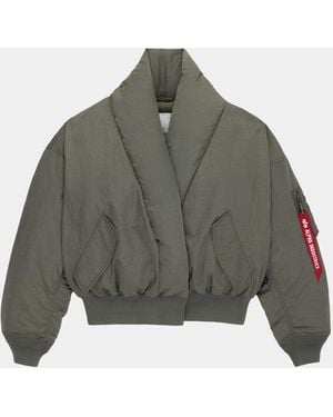 Alpha Industries Shawl Collar Bomber Jacket Womens - Gray