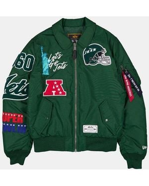 Alpha Industries New York Jets X Alpha X New Era Ma-1 Collared Bomber Jacket - Green