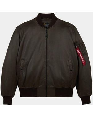 Alpha Industries Ma-1 Leather Bomber Jacket - Black