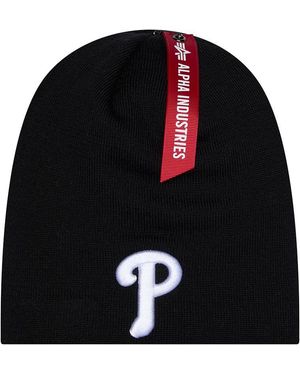 Alpha Industries Philadelphia Phillies X Alpha X New Era Short Cuff Knit Beanie - Black