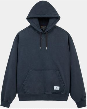 Alpha Industries Essential Hoodie Battlewash Sweatshirt - Blue