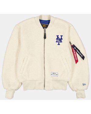 Alpha Industries New York Mets X Alpha X New Era Ma-1 Sherpa Bomber Jacket Womens - Natural