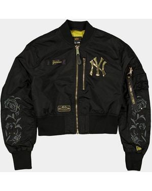 Alpha Industries New York Yankees X Alpha X New Era L-2b Cropped Bomber Jacket Womens - Black