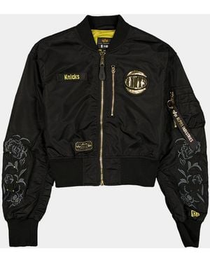 KTZ New York Knicks X Alpha X L-2b Cropped Bomber Jacket Womens - Black