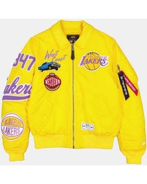 Alpha Industries Los Angeles Lakers X Alpha X New Era Ma-1 Collared Bomber Jacket - Yellow