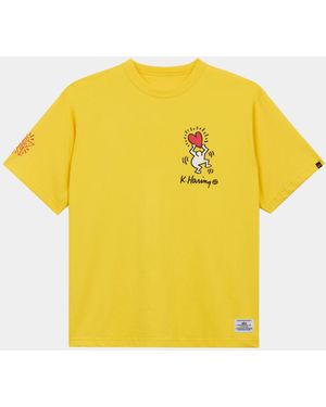 Keith Haring X Alpha Graphic Tee "heart Man" - Yellow