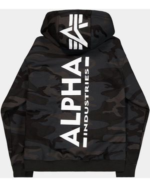 Alpha Industries Backprint Camo Hoodie - Black