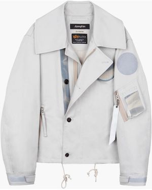 JiyongKim X Alpha Sun Bleached Wide Collar - White