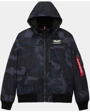 Alpha Industries Ma-1 Hooded Rib Bomber Jacket - Blue