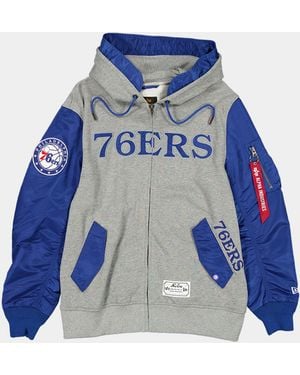 KTZ Philadelphia 76ers X Alpha X Ma-1 Zip Up Hoodie - Blue