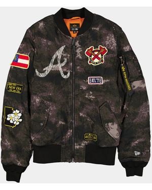 KTZ Atlanta Braves X Alpha X Ma-1 Bomber Jacket (black Camo)