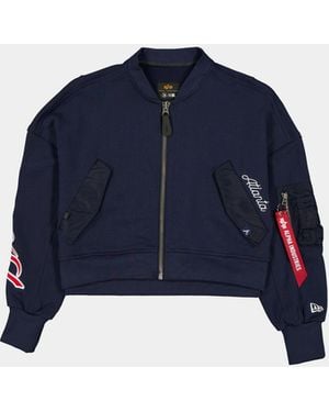 Alpha Industries Atlanta Braves X Alpha X New Era L-2b French Terry Jacket Womens - Blue