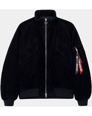 Alpha Industries Solid Homme X Alpha Velvet Denim Ma-1 Jacket - Blue