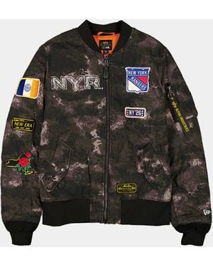 KTZ New York Rangers X Alpha X Ma-1 Bomber Jacket (black Camo)