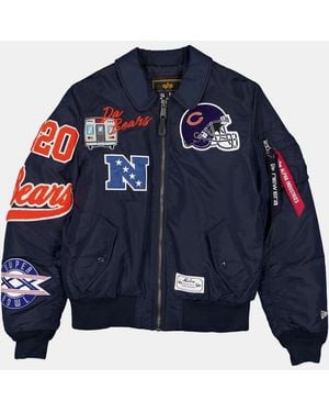 Alpha Industries Chicago Bears X Alpha X New Era Ma-1 Collared Bomber Jacket - Blue