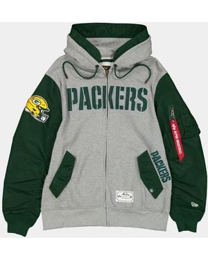 KTZ Green Bay Packers X Alpha X Ma-1 Zip Up Hoodie