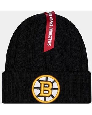 Alpha Industries Boston Bruins X Alpha X New Era Short Cuff Knit Beanie - Black