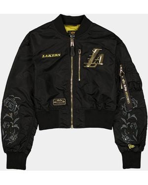 Alpha Industries Los Angeles Lakers X Alpha X New Era L-2b Cropped Bomber Jacket Womens - Black