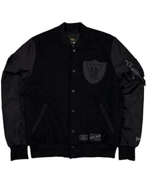 KTZ Las Vegas Raiders X Alpha X Wool Varsity Ma-1 Bomber Jacket - Black