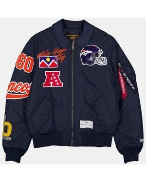 Alpha Industries Denver Broncos X Alpha X New Era Ma-1 Collared Bomber Jacket - Blue