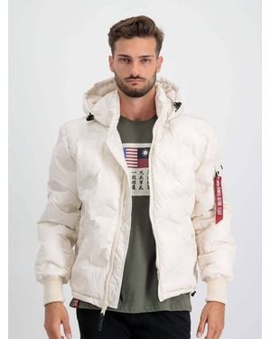 Alpha Industries Hooded Logo Puffer - Natural