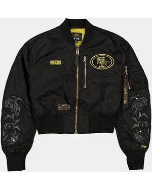 KTZ San Francisco 49ers X Alpha X L-2b Cropped Bomber Jacket Womens - Black