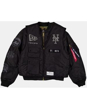 Alpha Industries New York Mets X Alpha X New Era Ma-1 Bomber Jacket With Vest - Black