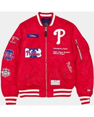 KTZ Philadelphia Phillies X Alpha X Ma-1 Bomber Jacket (scarlet Red)