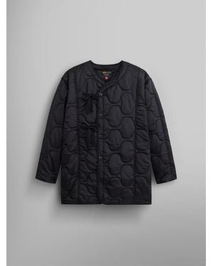 Alpha Industries Women's Mixed Media Quilted Long Liner - Blue