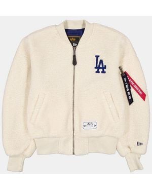 Alpha Industries Los Angeles Dodgers X Alpha X New Era Ma-1 Sherpa Bomber Jacket Womens - Natural