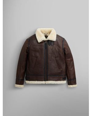 Alpha Industries B-3 Sherpa Leather Jacket - Brown