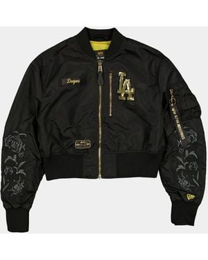 Alpha Industries Los Angeles Dodgers X Alpha X New Era L-2b Cropped Bomber Jacket Womens - Black