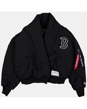 Alpha Industries Boston Red Sox X Alpha X New Era Shawl Collar Bomber Jacket Womens - Black