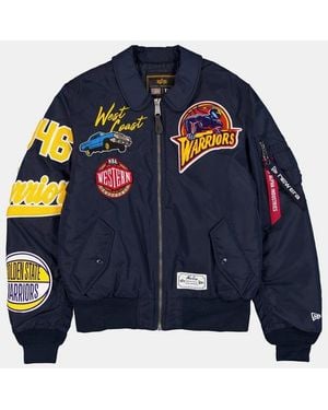 Alpha Industries Golden State Warriors X Alpha X New Era Ma-1 Collared Bomber Jacket - Blue