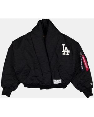 Alpha Industries Los Angeles Dodgers X Alpha X New Era Shawl Collar Bomber Jacket Womens - Black