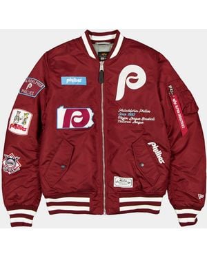 KTZ Philadelphia Phillies X Alpha X Ma-1 Bomber Jacket (burgundy) - Red