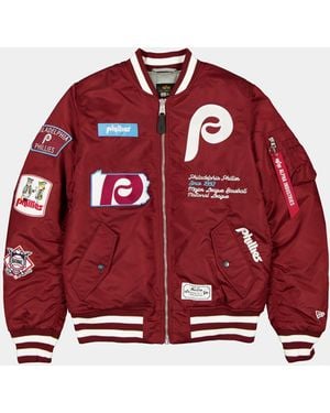 KTZ Philadelphia Phillies X Alpha X Ma-1 Bomber Jacket (burgundy) - Red