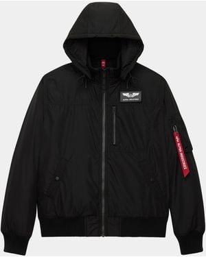Alpha Industries Ma-1 Hooded Rib Bomber Jacket - Black